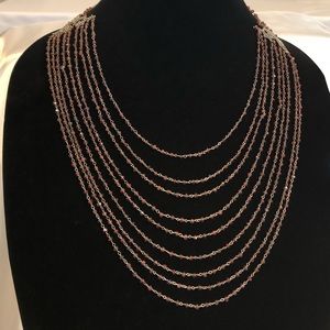 Vintage Nine Layer Peach Color Beaded Necklace